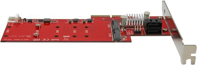 Alt view image 3 of 6 - StarTech.com PEXM2SAT3422 M.2 SATA (NGFF) SATA 1 - PCI Express x4 Male 2x M.2 NGFF SSD RAID Controller Card plus 2x SATA III Ports - PCIe