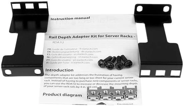 Server Rack Rda1u StarTech.com RDA1U Rail Depth Adapter Kit for Server Racks - 1U - Newegg.ca