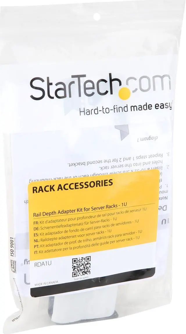 Alt view image 8 of 8 - StarTech.com RDA1U Rail Depth Adapter Kit for Server Racks - 1U