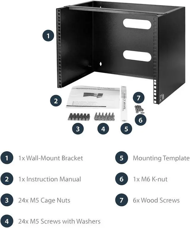 Alt view image 7 of 7 - StarTech.com WALLMOUNT8 8U Wall-Mount Bracket for Shallow Rack-Mount Equipment - Solid Steel - 8U