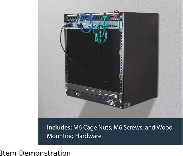 Alt view image 4 of 7 - StarTech.com WALLMNT12 12U Wall-Mount Bracket for Shallow Rack-Mount Equipment - Solid Steel - 12U