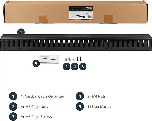 Alt view image 5 of 5 - StarTech.com CMVER20UF Vertical Cable Organizer with Finger Ducts - 0U - 3 ft.
