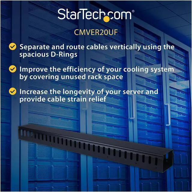 Alt view image 4 of 5 - StarTech.com CMVER20UF Vertical Cable Organizer with Finger Ducts - 0U - 3 ft.