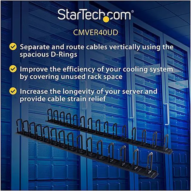 Alt view image 4 of 5 - StarTech.com CMVER40UD Vertical Cable Organizer with D-Ring Hooks - 0U - 6 ft.