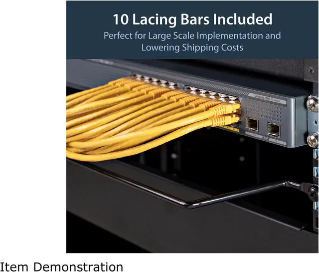 Alt view image 4 of 5 - StarTech.com Cable Lacing Bar - 10 Pack - Steel - Horizontal Cable Management Bar -  Rack Cable Organizer - Cable Lacing Tool