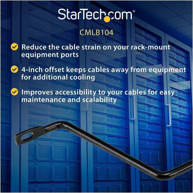 Alt view image 5 of 5 - StarTech.com Cable Lacing Bar - 10 Pack - Steel - Horizontal Cable Management Bar -  Rack Cable Organizer - Cable Lacing Tool