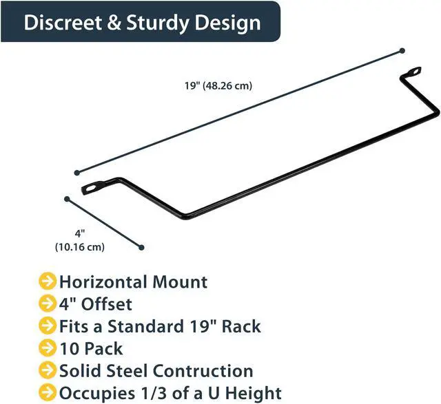 Alt view image 2 of 5 - StarTech.com Cable Lacing Bar - 10 Pack - Steel - Horizontal Cable Management Bar -  Rack Cable Organizer - Cable Lacing Tool