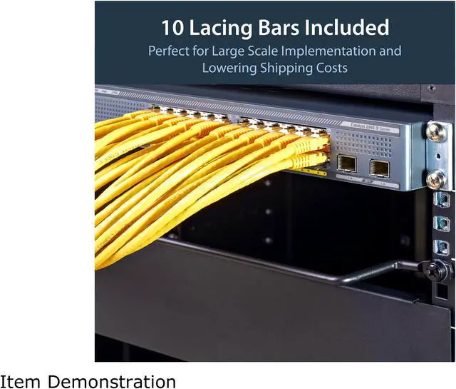 Alt view image 3 of 4 - StarTech CMLB102 StarTech.com Cable Lacing Bar - 10 Pack - 75 degrees - 2 in offset - Horizontal Cable Management Bar - Rack Cable Organizer