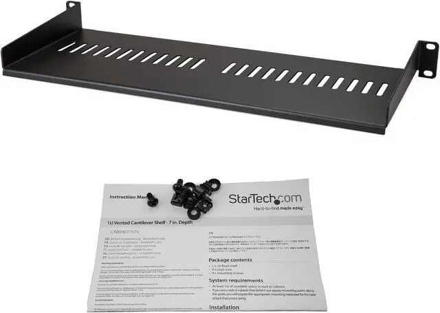 Alt view image 3 of 4 - StarTech.com CABSHELF1U7V 1U Rack Shelf - 7 in Deep - Heavy-duty Steel - Vented Rack Shelf - Rack Mount Shelf - Server Rack Shelf - Network Rack Shelf