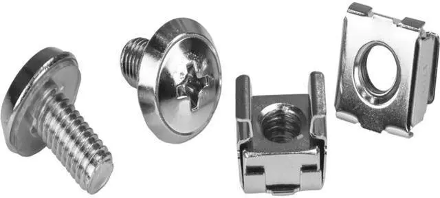 Main image of StarTech CABSCRWM620 StarTech.com Rack Screws - 20 Pack - Installation Tool - 12 mm M6 Screws - M6 Nuts - Cabinet Mounting Screws and Cage Nuts