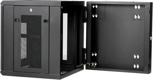 Alt view image 3 of 8 - StarTech.com  4-Post 12U Wall Mount Network Cabinet with 1U Shelf, 19" Hinged Wall-Mounted Server Rack for Data / AV / Electronics / Computer Equipment, Flexible Vented Rack Enclosure