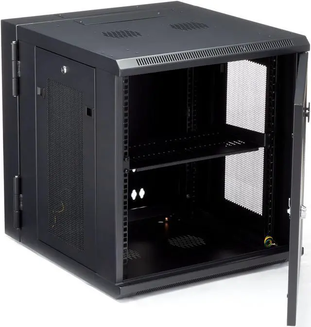 Alt view image 4 of 8 - StarTech.com  4-Post 12U Wall Mount Network Cabinet with 1U Shelf, 19" Hinged Wall-Mounted Server Rack for Data / AV / Electronics / Computer Equipment, Flexible Vented Rack Enclosure