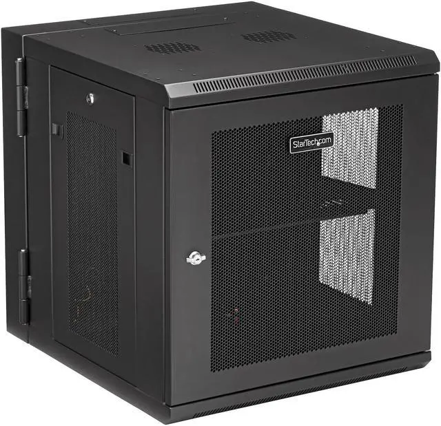 Alt view image 6 of 8 - StarTech.com  4-Post 12U Wall Mount Network Cabinet with 1U Shelf, 19" Hinged Wall-Mounted Server Rack for Data / AV / Electronics / Computer Equipment, Flexible Vented Rack Enclosure