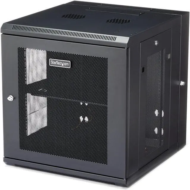 Alt view image 8 of 8 - StarTech.com  4-Post 12U Wall Mount Network Cabinet with 1U Shelf, 19" Hinged Wall-Mounted Server Rack for Data / AV / Electronics / Computer Equipment, Flexible Vented Rack Enclosure