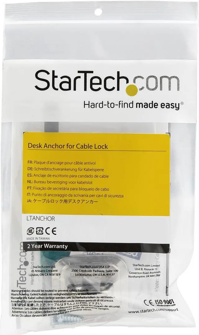 Alt view image 5 of 5 - StarTech.com LTANCHOR Laptop Cable Lock Anchor - Steel - Computer Security Cable Anchor - Desk Mount Security Anchor Point - Screw-On Lock Anchor
