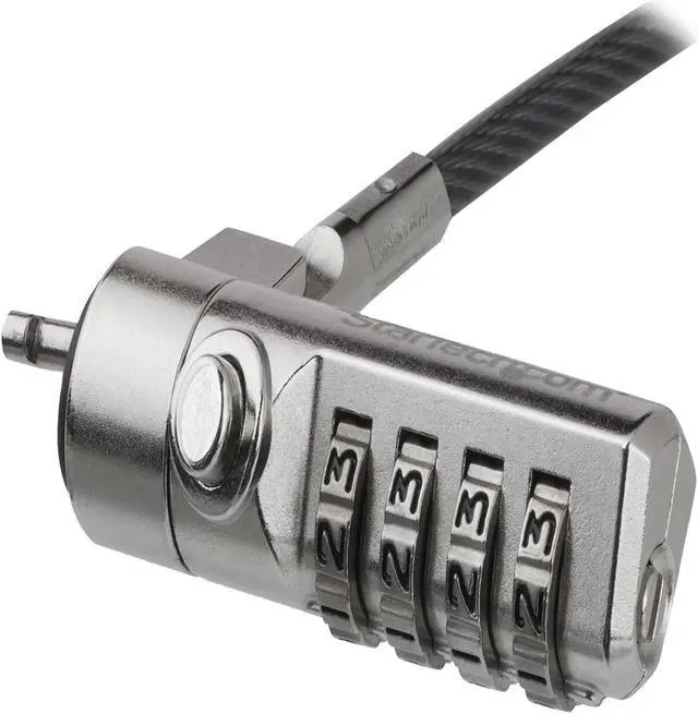 Alt view image 3 of 3 - StarTech.com LTLOCK4D Laptop Cable Lock - With Swivel Hinge - 2m / 6.5' Steel Cable - Portable 4-Digit Combination Lock - Locking Security Cable