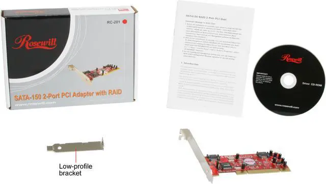 Alt view image 4 of 4 - Rosewill RC-201 PCI SATA Silicon Image, RAID 0/1, Normal and Low Profile Host Controller Card