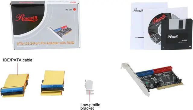 Alt view image 5 of 5 - Rosewill RC-200 PCI IDE (ATA) Silicon Image RAID (0/1/0+1/JBOD) Host Controller Card