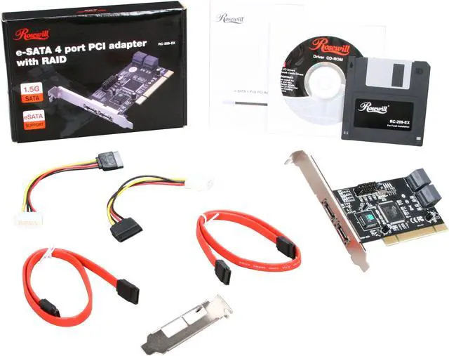 Alt view image 6 of 6 - Rosewill RC-209-EX PCI 2.3, 32bit, 33/66Mhz SATA Controller Card