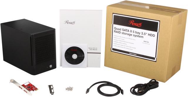 Alt view image 13 of 13 - Rosewill RSV-S5 - 5-Bay 2.5" & 3.5" Hot-Swap Storage Encl. System - RAID 0 / 1 / 5 / 10 / 5 + Spare / Spanning / JBOD - 120mm Fan, Port Multiplier, Tray Design - Controller Card Bundle