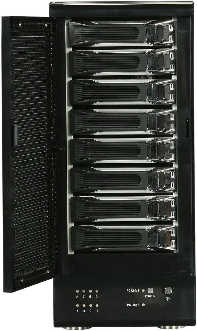 Alt view image 2 of 9 - Rosewill RSV-S8 - 8-Bay 2.5" & 3.5" Hot-Swappable RAID Storage Enclosure System Bundled with PCIe Controller Card - 120mm Cooling Fan, Port Multiplier, Tray Design, RAID 0 / 1 / 5 / 10 / 5 + Spare / S