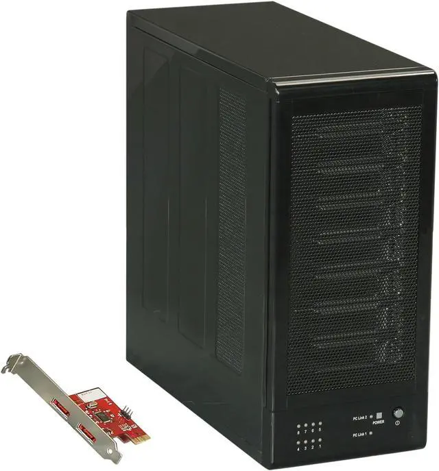 Main image of Rosewill RSV-S8 - 8-Bay 2.5" & 3.5" Hot-Swappable RAID Storage Enclosure System Bundled with PCIe Controller Card - 120mm Cooling Fan, Port Multiplier, Tray Design, RAID 0 / 1 / 5 / 10 / 5 + Spare / S
