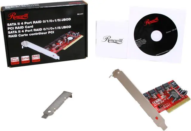 Alt view image 6 of 6 - Rosewill RC-217 SATA II 4 Port RAID 0/1/5/10 PCI RAID Card