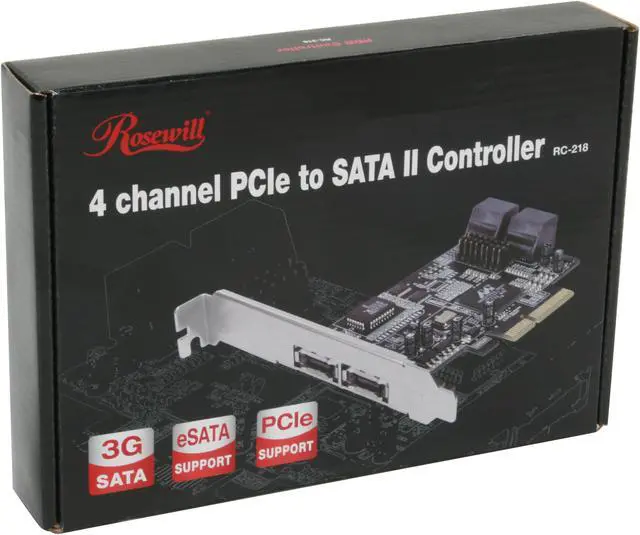 Alt view image 6 of 6 - Rosewill RC-218 PCI Express SATA II Controller Card w/ 4 internal SATA with 2 external eSATA Design