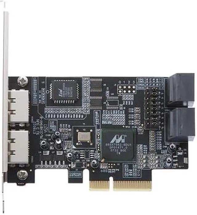 Alt view image 3 of 6 - Rosewill RC-218 PCI Express SATA II Controller Card w/ 4 internal SATA with 2 external eSATA Design