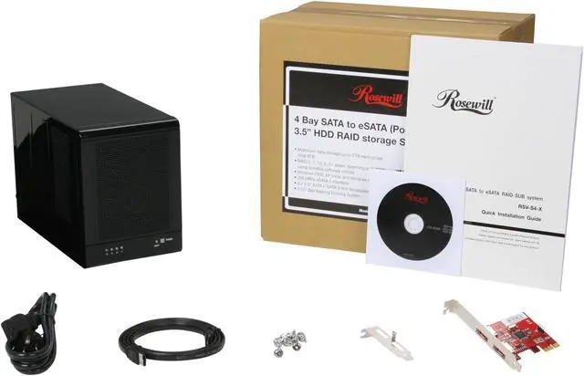 Alt view image 11 of 11 - Rosewill RSV-S4-X - 4-Bay 3.5” Hot-Swappable SATA - eSATA Storage System - RAID 0 / 1 / 10 / 5 / 5 + Spare, Spanning & JBOD Enclosure - RAID Controller Card Bundle