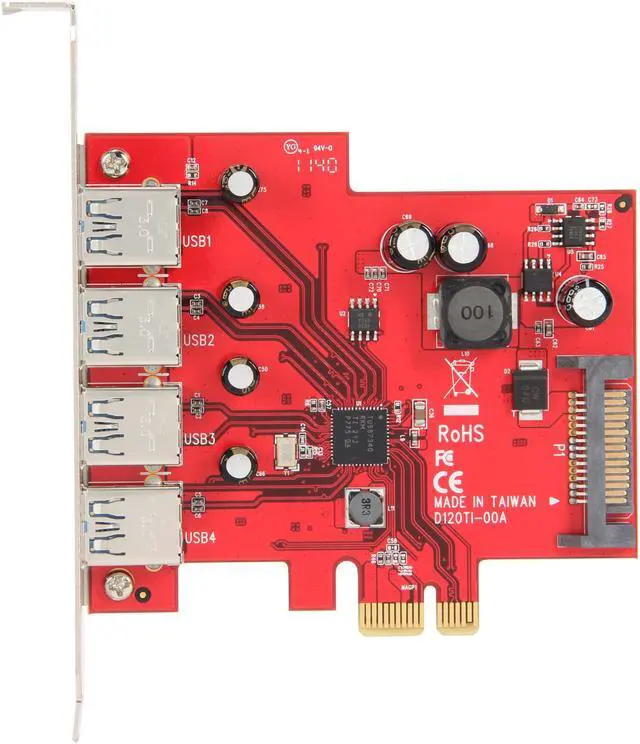 Alt view image 3 of 5 - Rosewill RC-229U4 - PCI-Express 2.0 x1 Controller Card with Four USB 3.0 Ports
