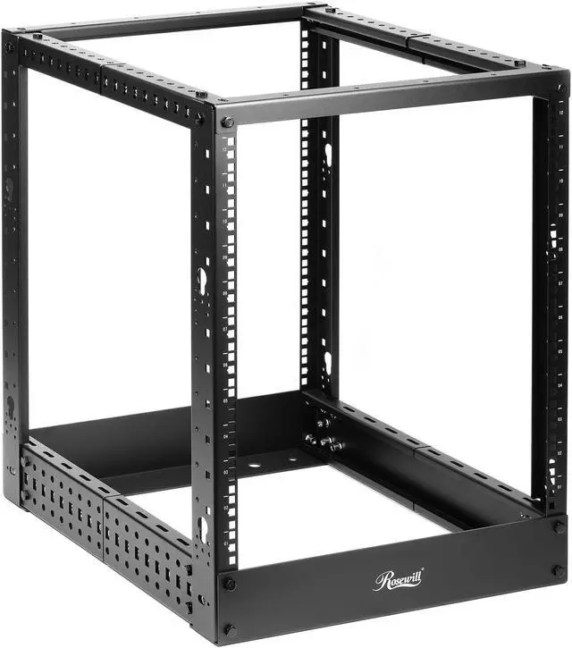 Alt view image 5 of 13 - Rosewill 12U Open Frame Server Rack, 4-Post Network Server Rack, Adjustable Depth Frame Rack, Heavy Load Rack for Computer/Data/AV/IT Equipment/Network Equipment-RSR-4P12U001