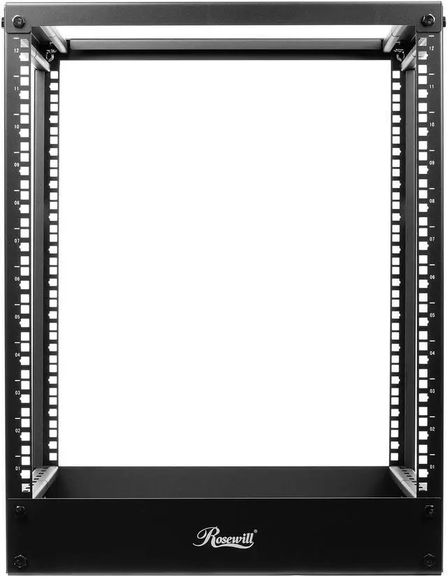 Alt view image 6 of 13 - Rosewill 12U Open Frame Server Rack, 4-Post Network Server Rack, Adjustable Depth Frame Rack, Heavy Load Rack for Computer/Data/AV/IT Equipment/Network Equipment-RSR-4P12U001