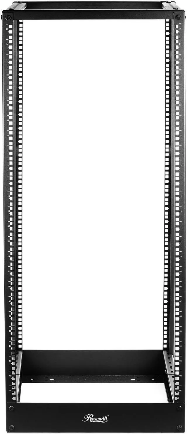 Alt view image 4 of 20 - Rosewill 25U Open Frame Server Rack, 4-Post Network Server Rack, Adjustable Depth Frame Rack, Heavy Load Rack for Computer/Data/AV/IT Equipment/Network Equipment-RSR-4P25U001