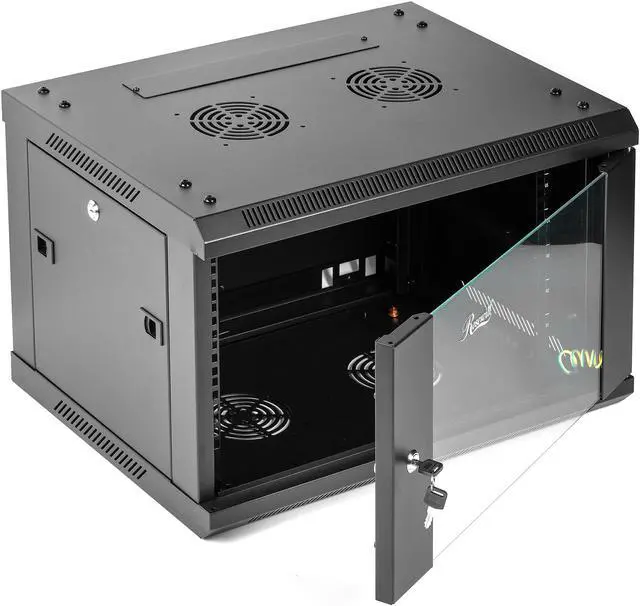Alt view image 4 of 16 - Rosewill 6U Server Rack Enclosure with Glass Door, Locks, & Removable Side Panels Wall Mount Network Cabinet 19 Inch Rack 17.7 Inches Deep Fully Assemble-RSWM-6U001