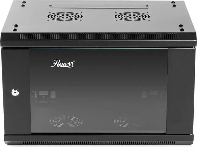 Alt view image 3 of 16 - Rosewill 6U Server Rack Enclosure with Glass Door, Locks, & Removable Side Panels Wall Mount Network Cabinet 19 Inch Rack 17.7 Inches Deep Fully Assemble-RSWM-6U001