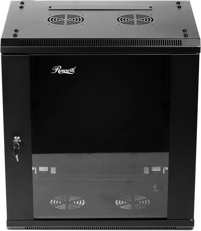 Main image of Rosewill 12U Server Rack Enclosure with Glass Door, Locks, & Removable Side Panels Wall Mount Network Cabinet 19 Inch Rack 17.7 Inches Deep Fully Assemble-RSWM-12U001