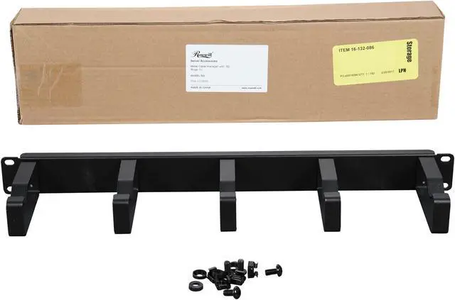 Alt view image 4 of 4 - Rosewill 1U Cable Manager with 5 Metal Rings RSA-1UCA002