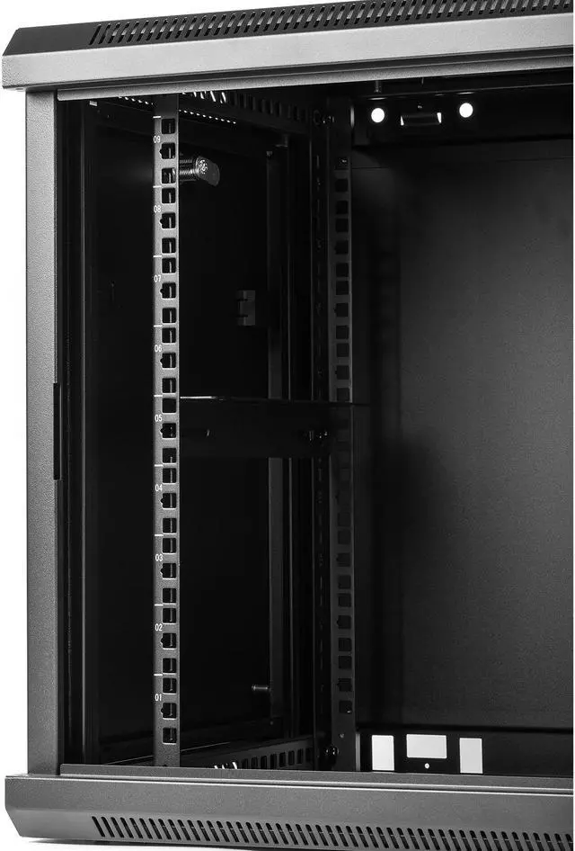 Alt view image 7 of 20 - Rosewill 9U Server Rack Enclosure with Glass Door, Locks, & Removable Side Panels Wall Mount Network Cabinet 19 Inch Rack 17.7 Inches Deep Flat-Pack-RSWM-9U001F
