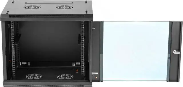Alt view image 10 of 20 - Rosewill 9U Server Rack Enclosure with Glass Door, Locks, & Removable Side Panels Wall Mount Network Cabinet 19 Inch Rack 17.7 Inches Deep Flat-Pack-RSWM-9U001F