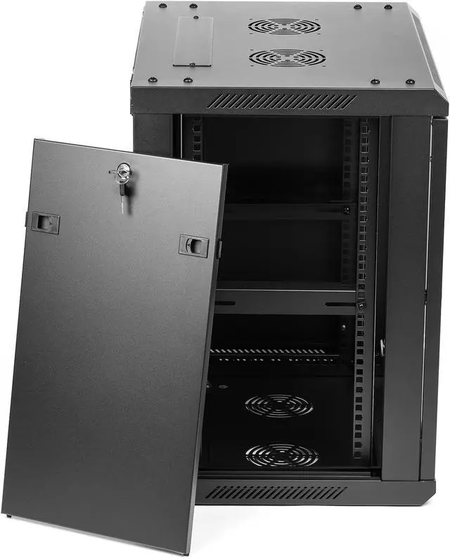 Alt view image 8 of 20 - Rosewill 12U Server Rack Enclosure with Glass Door, Locks, & Removable Side Panels Wall Mount Network Cabinet 19 Inch Rack 17.7 Inches Deep Flat-Pack-RSWM-12U001F
