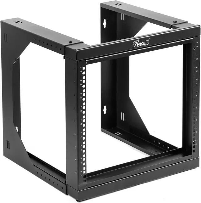Alt view image 3 of 11 - Rosewill 9U Server Rack with Swing Gate -Wall Mount Rack for 19 Inch IT Equipment Open Frame Rack–Network Rack Wall Mount for AV & Server Equipment Adjustable Depth 18 inches to 26 inches 9U Rack, BK