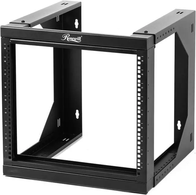 Alt view image 4 of 11 - Rosewill 9U Server Rack with Swing Gate -Wall Mount Rack for 19 Inch IT Equipment Open Frame Rack–Network Rack Wall Mount for AV & Server Equipment Adjustable Depth 18 inches to 26 inches 9U Rack, BK