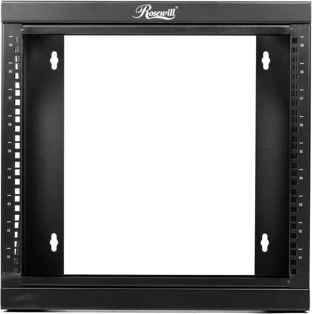Main image of Rosewill 9U Server Rack with Swing Gate -Wall Mount Rack for 19 Inch IT Equipment Open Frame Rack–Network Rack Wall Mount for AV & Server Equipment Adjustable Depth 18 inches to 26 inches 9U Rack, BK