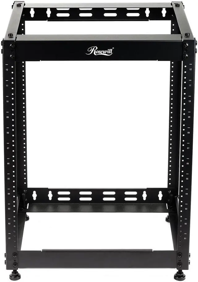 Alt view image 4 of 15 - Rosewill 12U Open Frame Network Rack for Servers & AV Gear,Server Rack Floor Standing or Wall Mounted, AV Rack for 19" Networking, Servers and Audio 20 inches Depth-RSWR-12U001