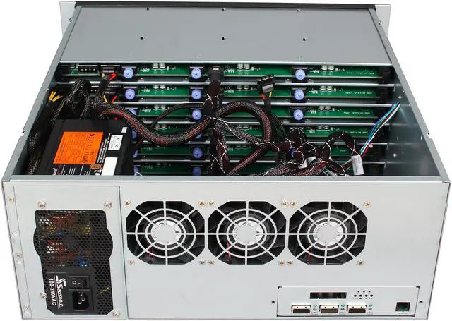 Alt view image 4 of 7 - NORCO DS-24E 24 3.5" Drive Bays One SFF-8088 "IN" connector for connection to the host, two SFF-8088 "OUT" connectors for expansion to an additional JBOD enclosure External 4U 24 Bay 6G SAS/SATA Expander Rackmount RAID / JBOD Enclosure