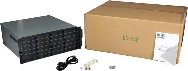 Alt view image 7 of 7 - NORCO DS-24E 24 3.5" Drive Bays One SFF-8088 "IN" connector for connection to the host, two SFF-8088 "OUT" connectors for expansion to an additional JBOD enclosure External 4U 24 Bay 6G SAS/SATA Expander Rackmount RAID / JBOD Enclosure