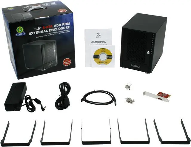 Alt view image 5 of 5 - Lian Li EX-50 RAID 0 / 1 / 3 / 5 / 10 / JBOD 5 3.5" Drive Bays e-SATA (3 Gbps, auto-negotiates to 1.5 Gbps) RAID Sub-System