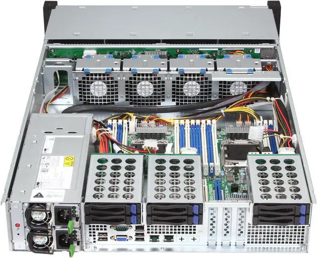 Alt view image 7 of 10 - ASRock 2U12L6SW-2TS6 2U Rackmount Server BareboneDual LGA 2011 Intel C602 DDR3 1600/1333/1066 650W Redundant PSU, Gold