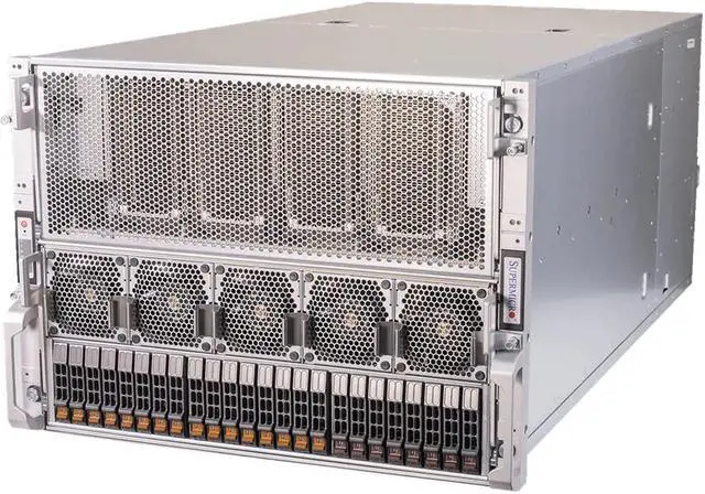 Main image of Supermicro GPU 8U Barebone AS -8125GS-TNHR, Dual Socket SP5, AMD EPYC™ 9004 Series Processor featuring the 3D V-Cache™ Technology, Supported NVIDIA HGX H100 8-GPU.